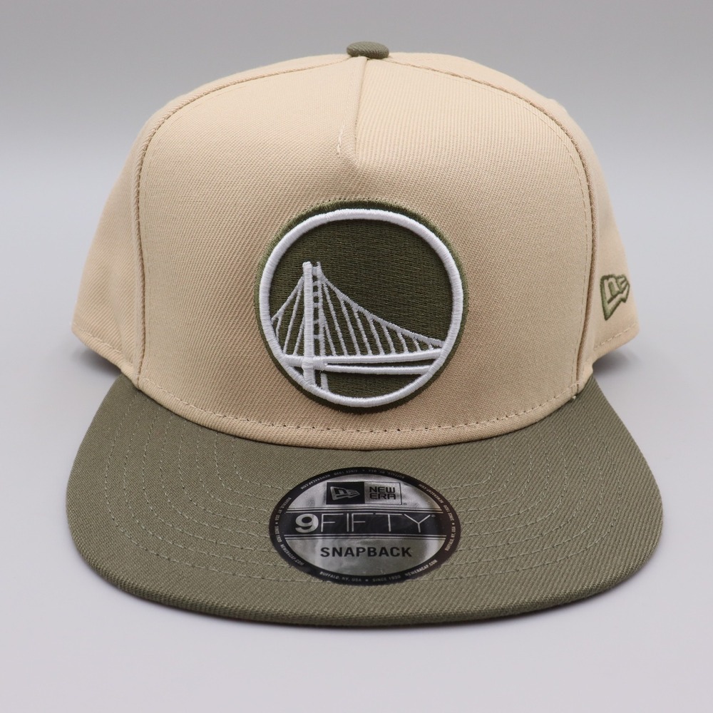 New Era Golden State Warriors 9FIFTY Snapback Hat Tan Green Color Pack Two Tone